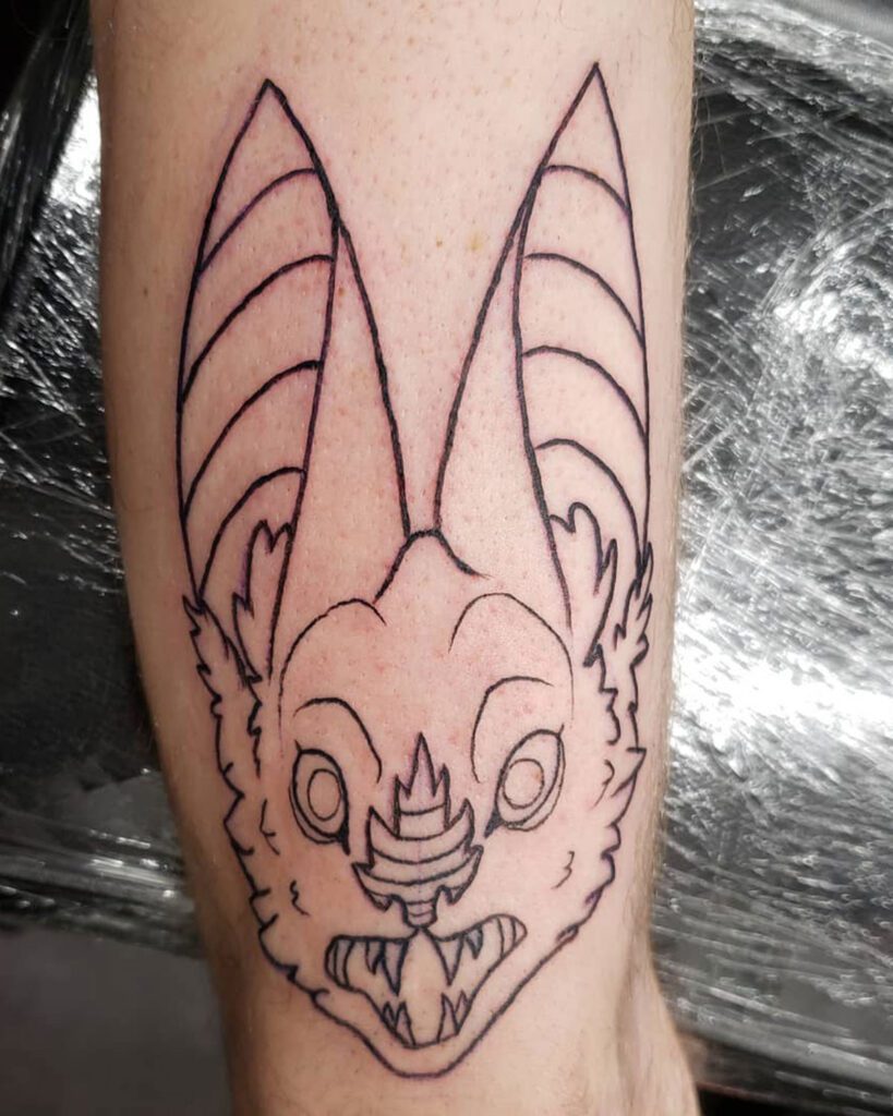Single Needle Bat Tattoo For Legs