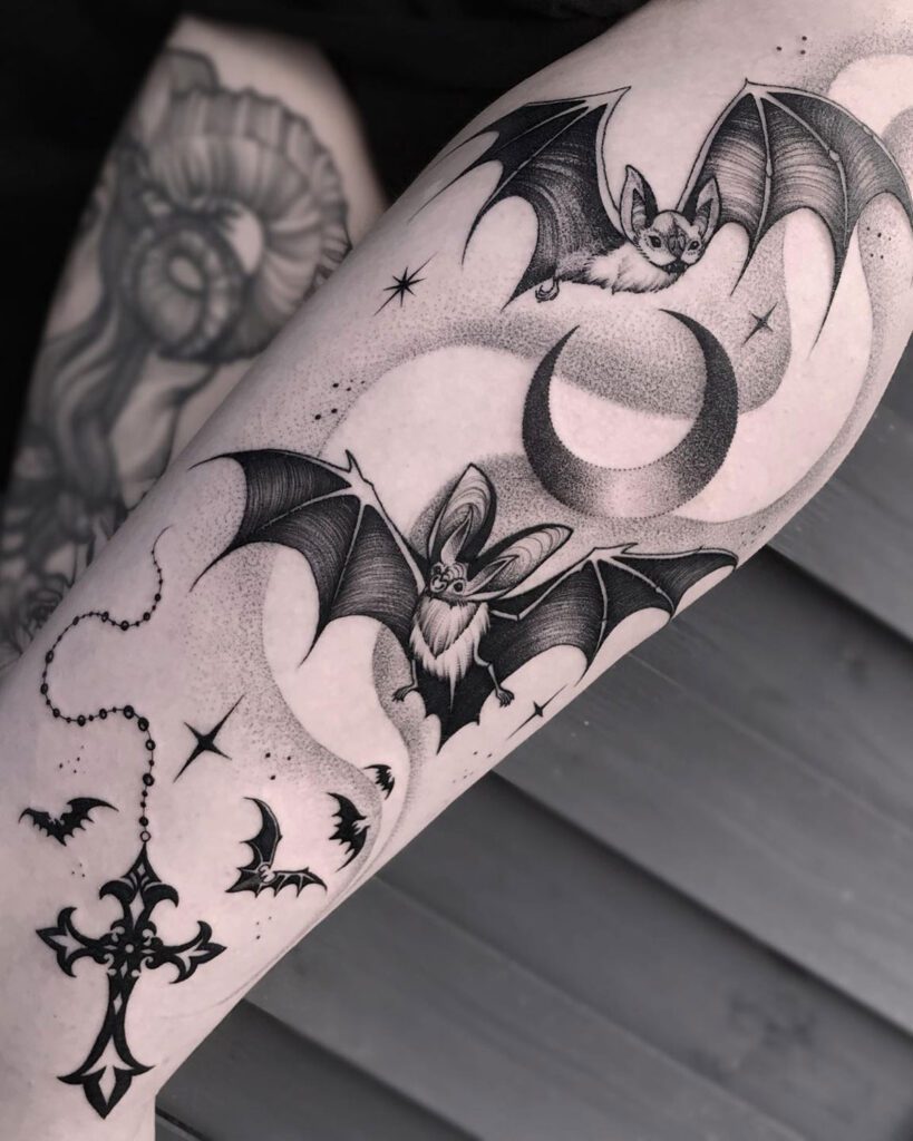 Bats & Witch Cauldron Tattoo Concept