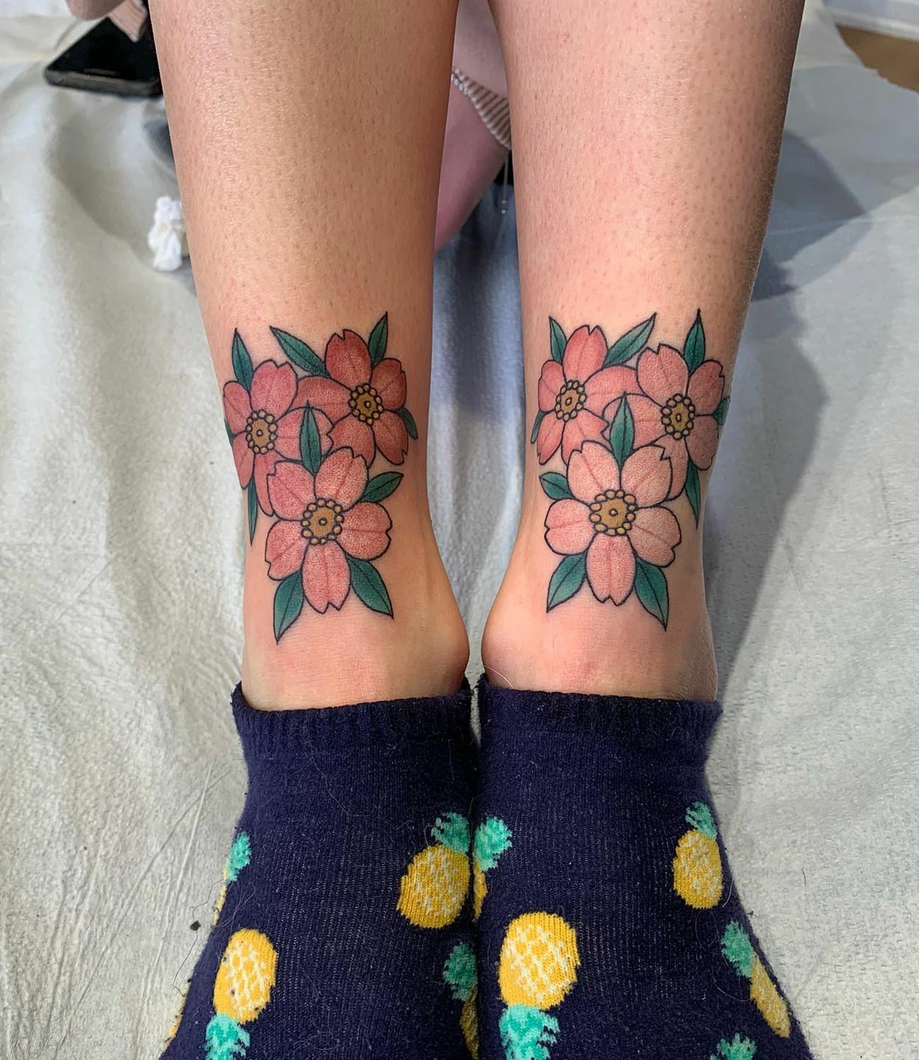Cherry Blossom Leg Tattoo