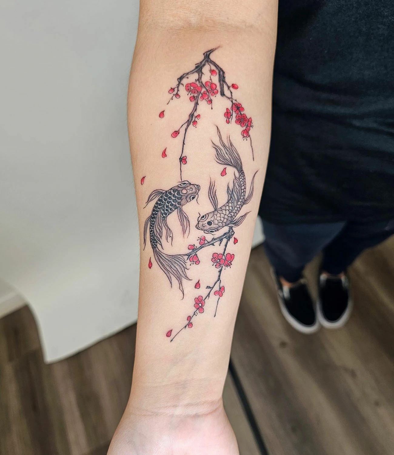 Koi Fish Cherry Blossom Tattoo