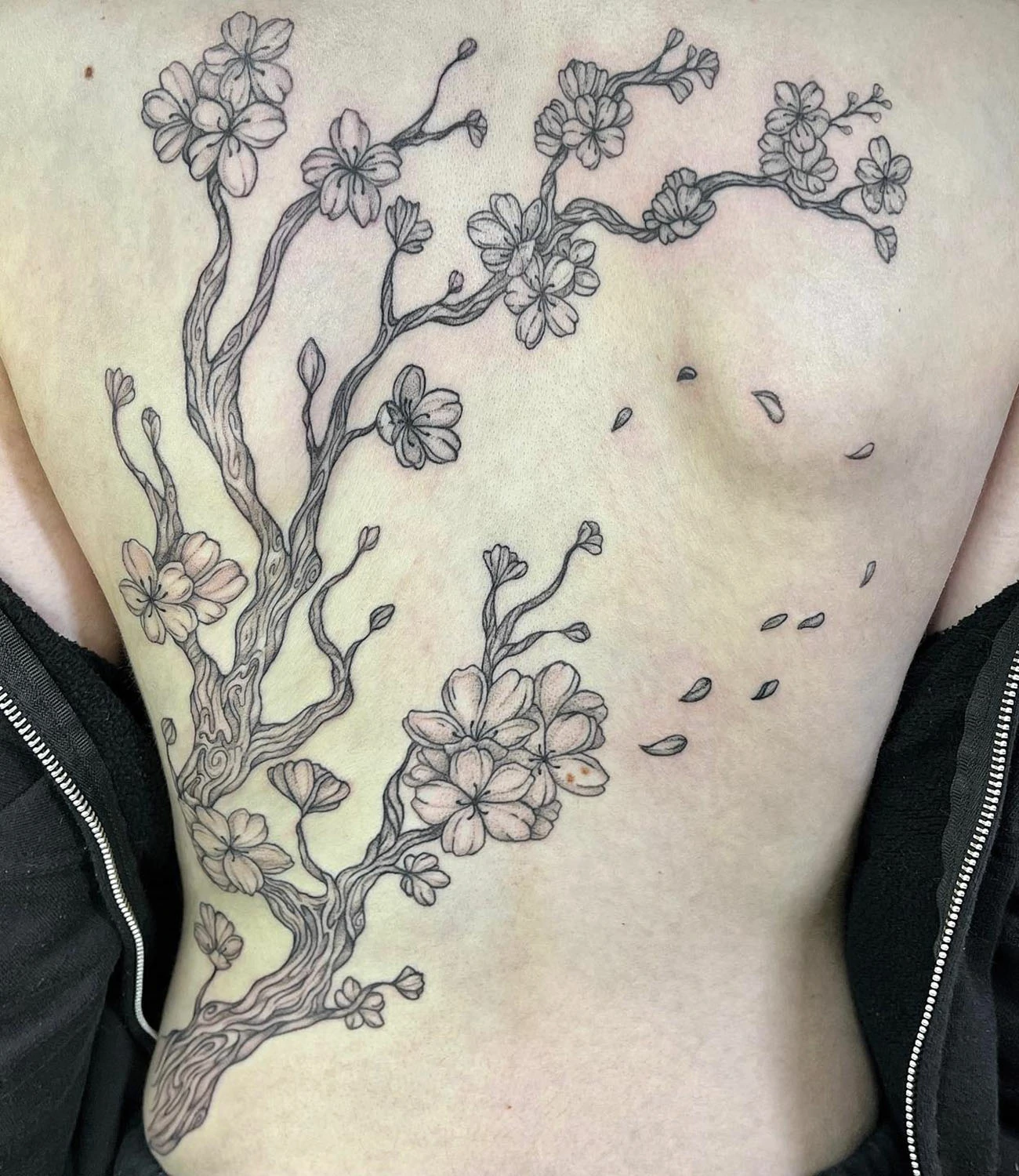 Cherry Blossom Tattoo Black and White
