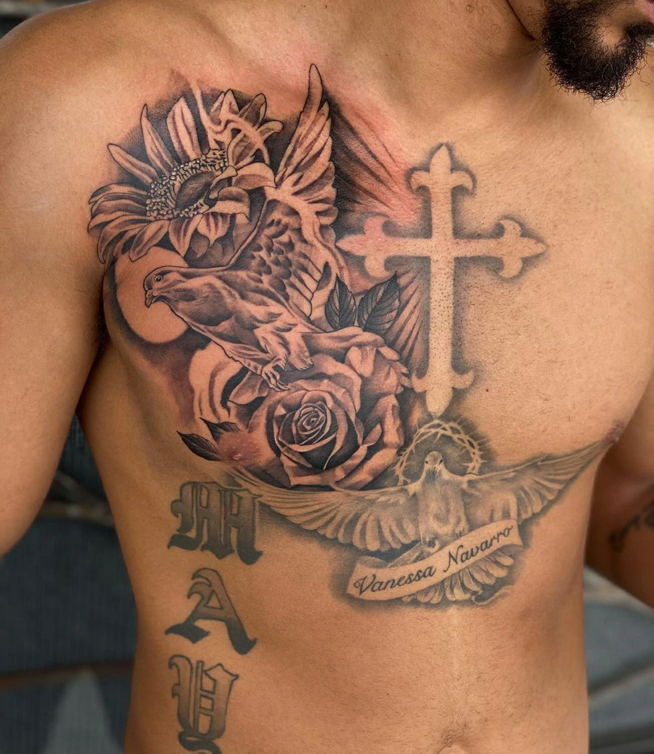 Cross with Dove Tattoo