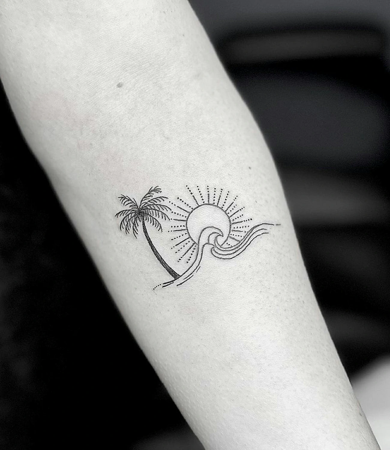 Palm Tree and Sun Tattoo