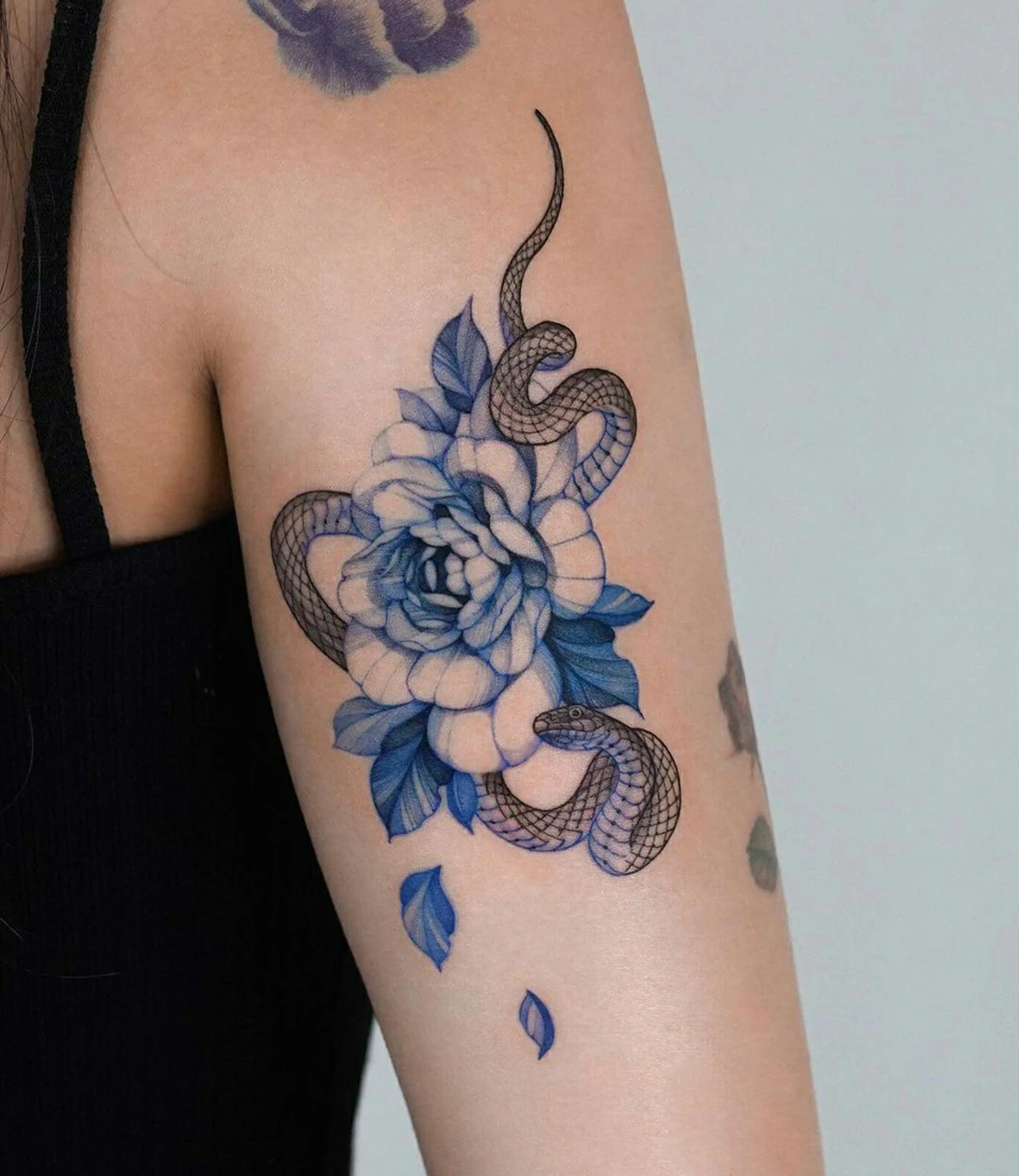 Blue Peony Tattoo