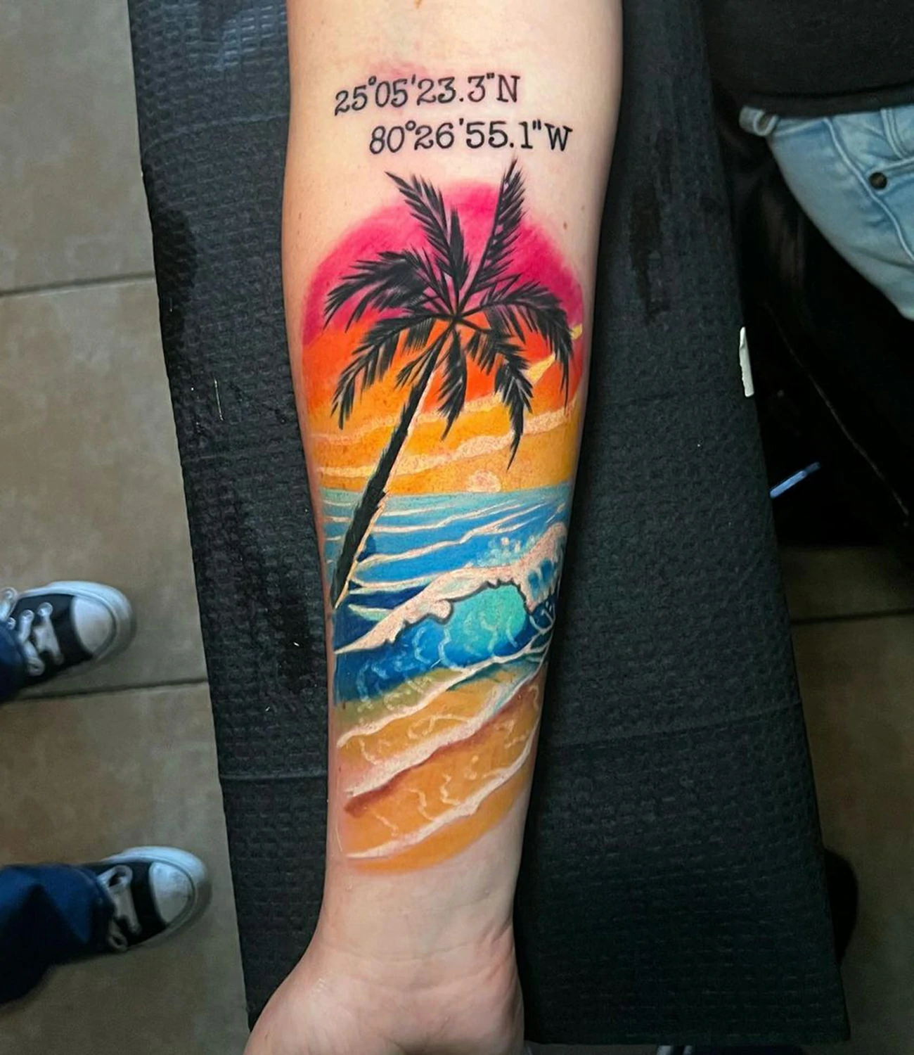 Colored Palm Tree Tattoo