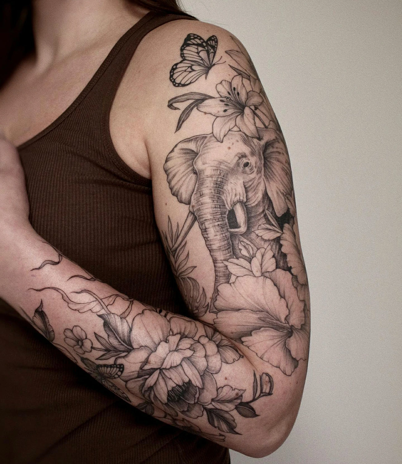 Elephant Sleeve Tattoo