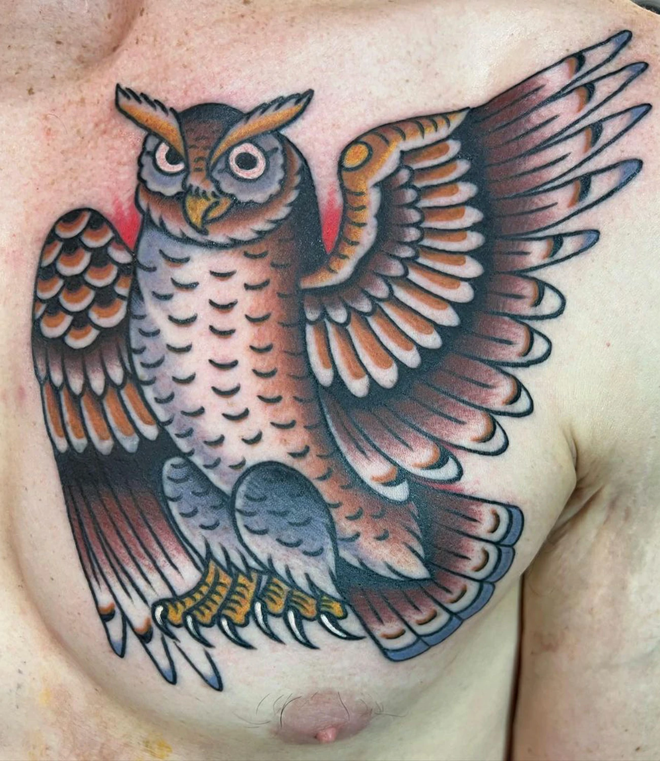American Traditional Owl Tattoo