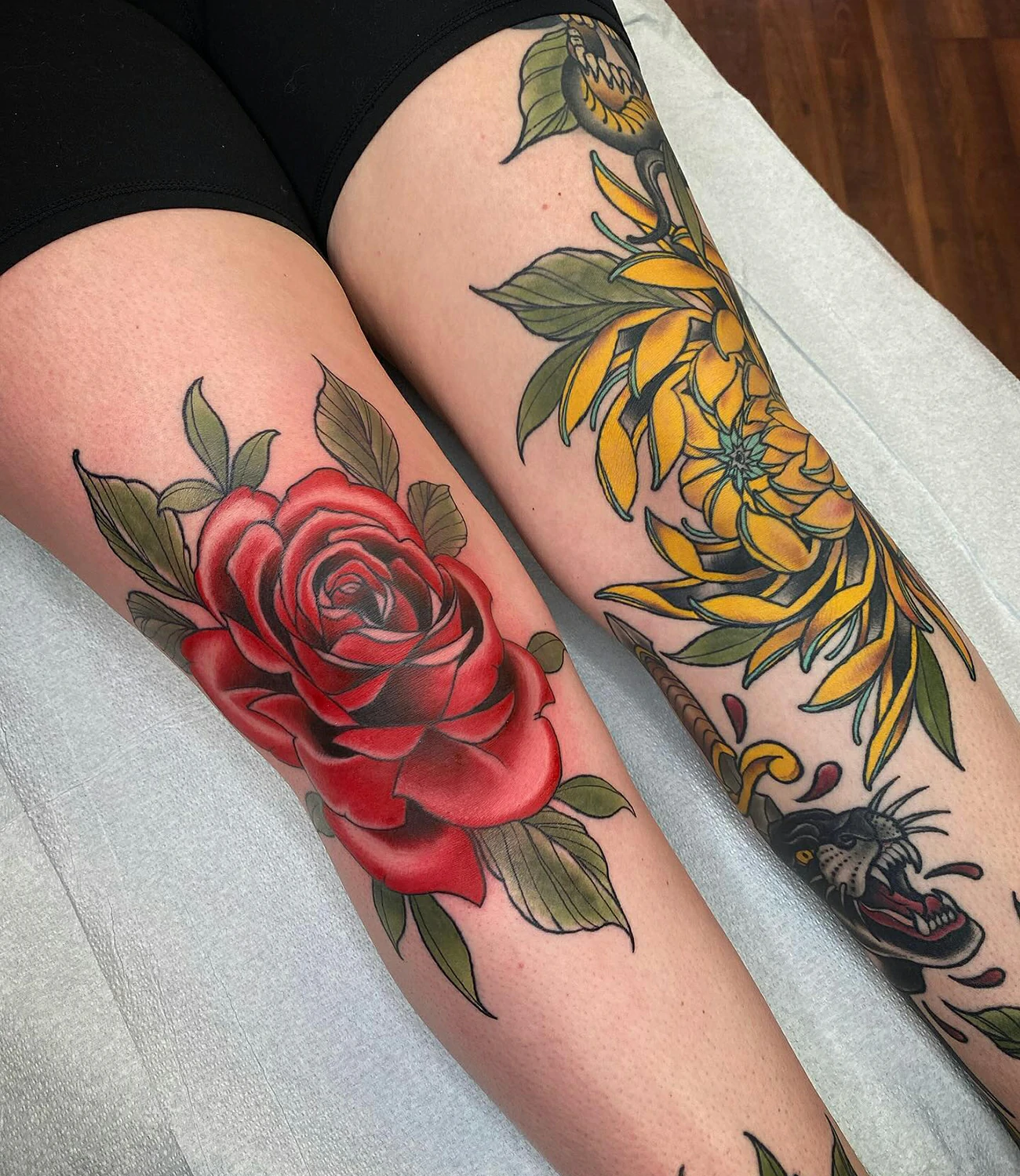 Chrysanthemum and Rose Tattoo #chrysanthemumtattoo