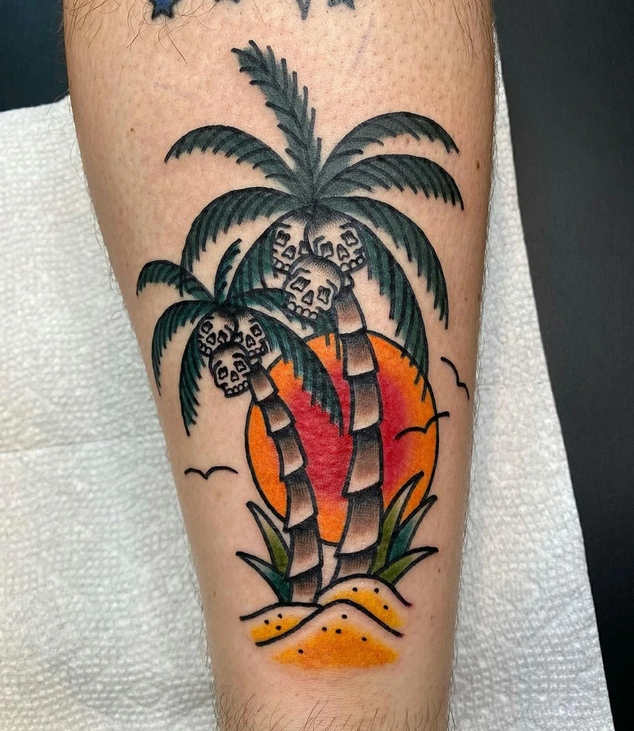 American Traditional Palm Tree Tattoo
