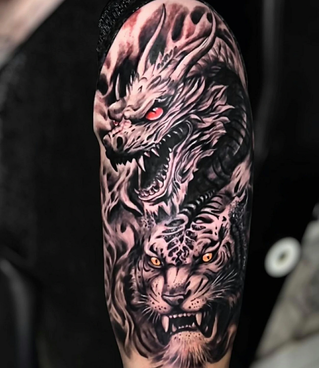 Dragon with Tiger Tattoo
