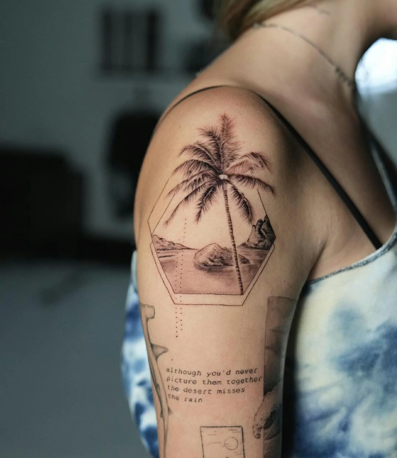 Palm Tree Shoulder Tattoo