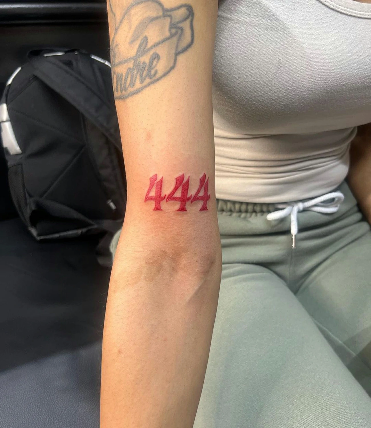 444 Tattoo in Red