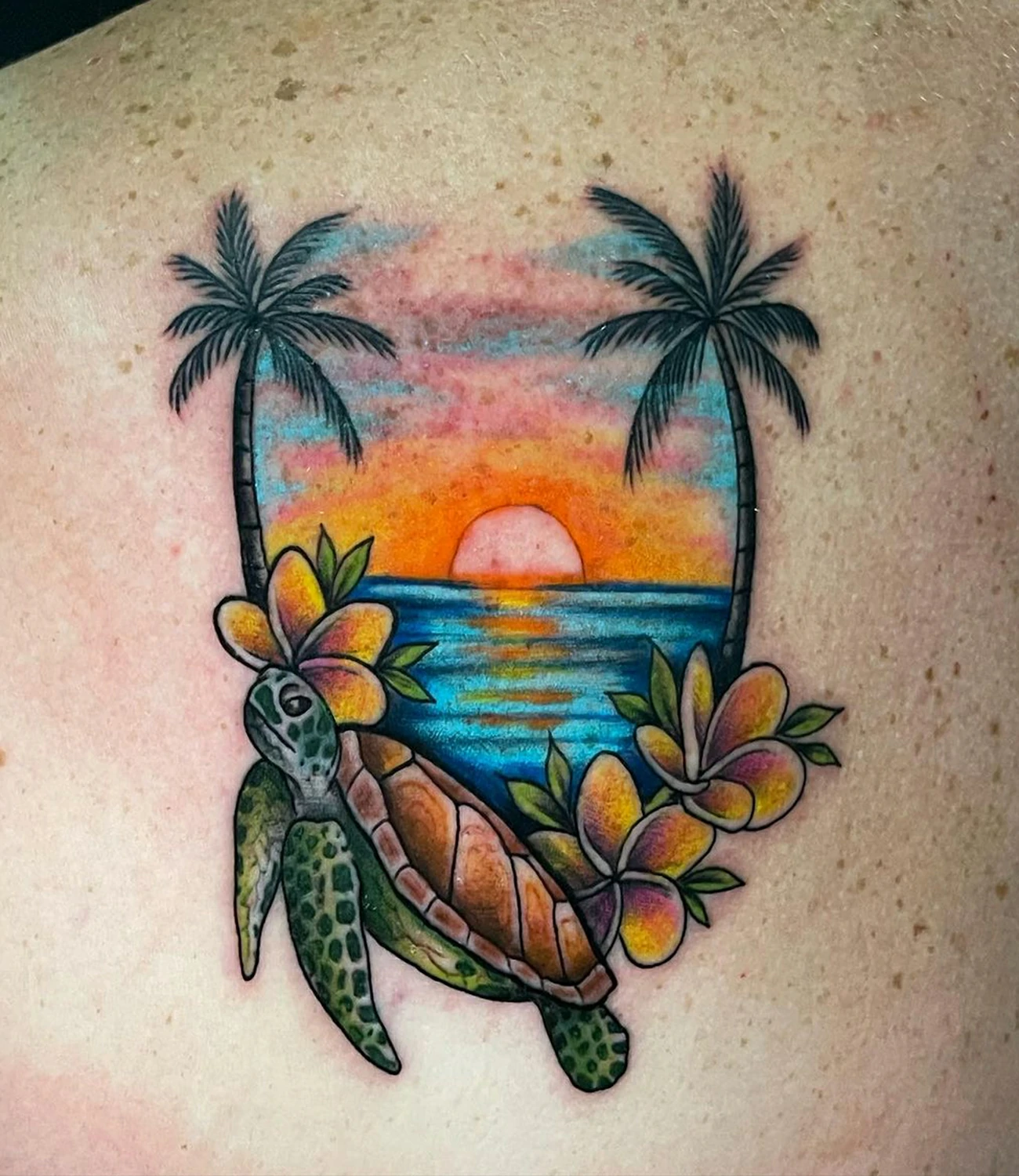 Palm Tree and Beach Tattoo