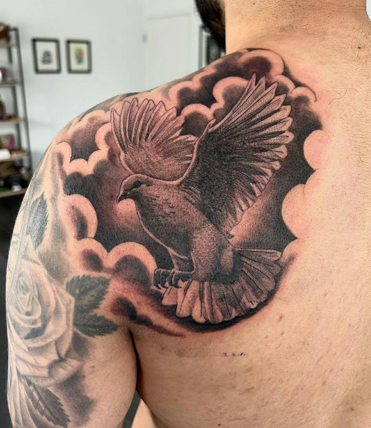 Dove Tattoo Designs with Clouds