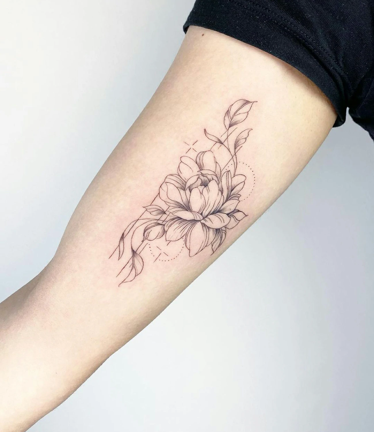 Peony Flower Tattoo Outline