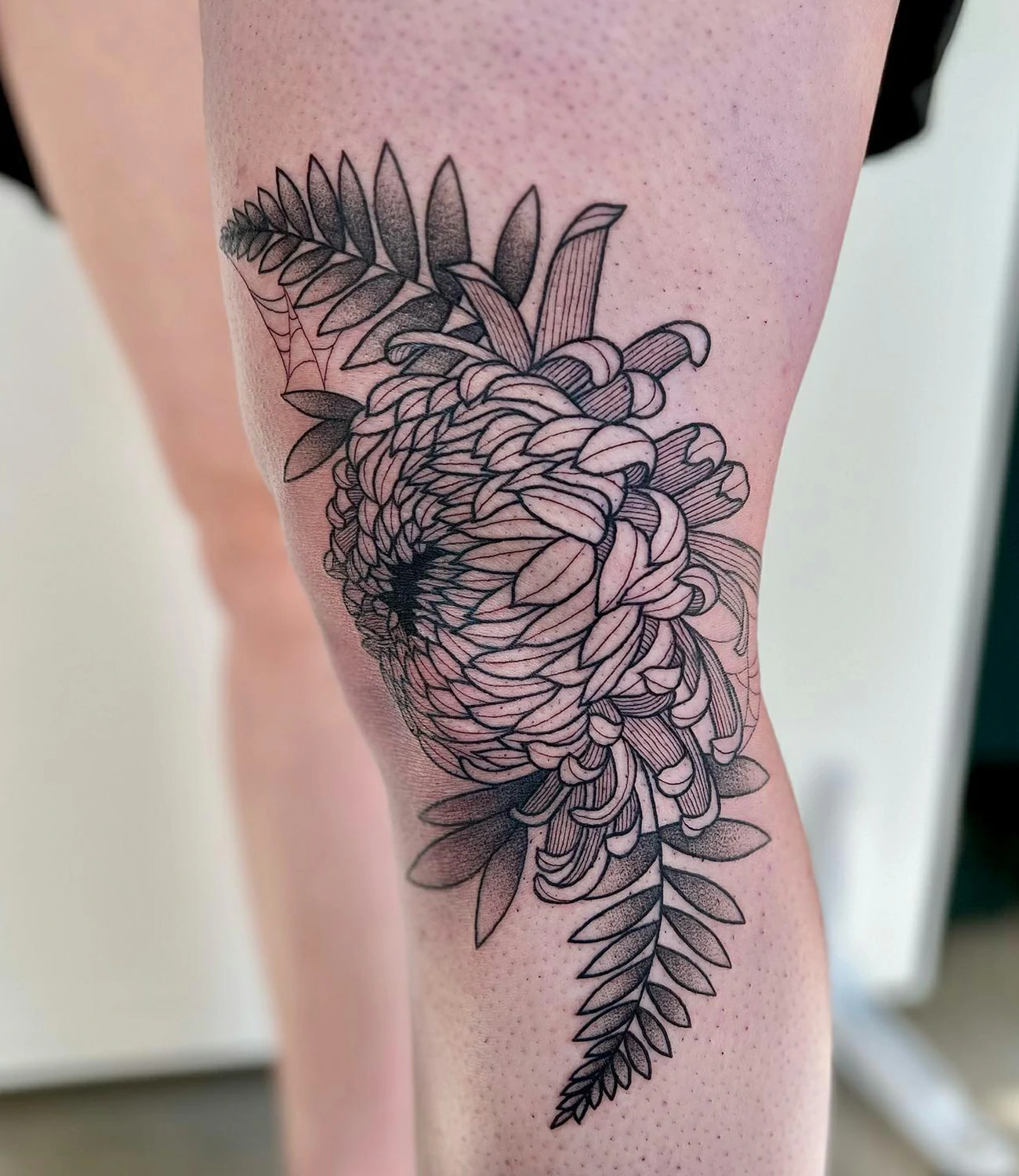 Chrysanthemum Knee Tattoo #chrysanthemumtattoo
