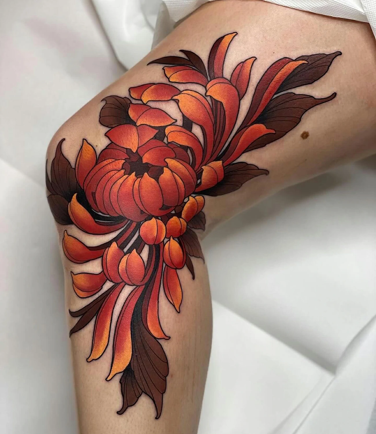 Color Chrysanthemum Tattoo #chrysanthemumtattoo