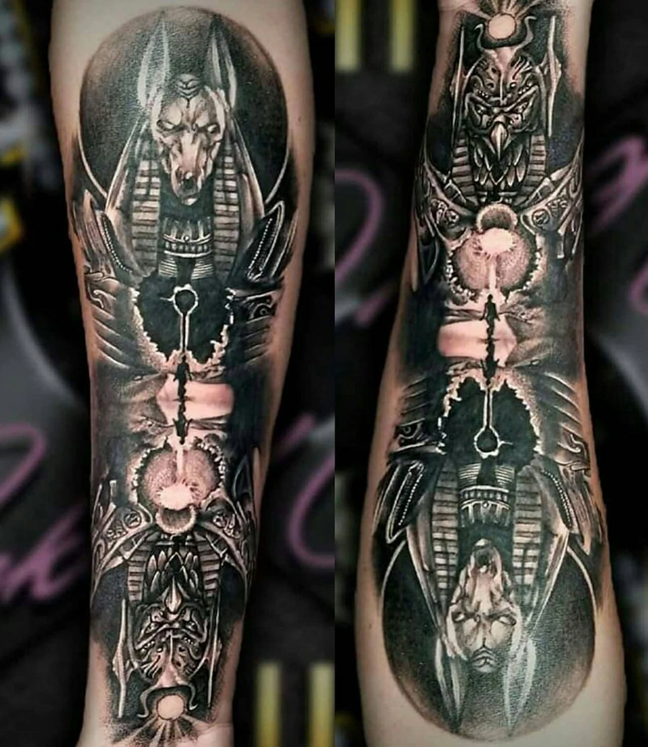 Anubis and Ra Tattoo