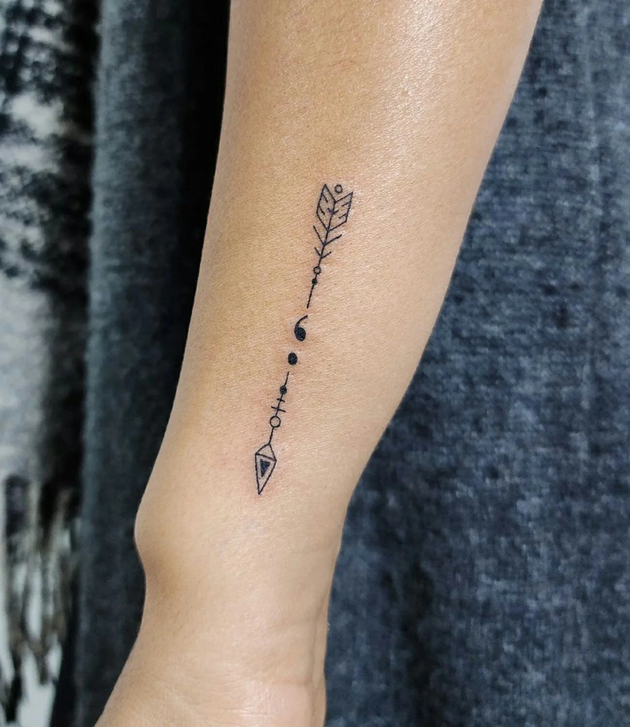 Semicolon Arrow Tattoo