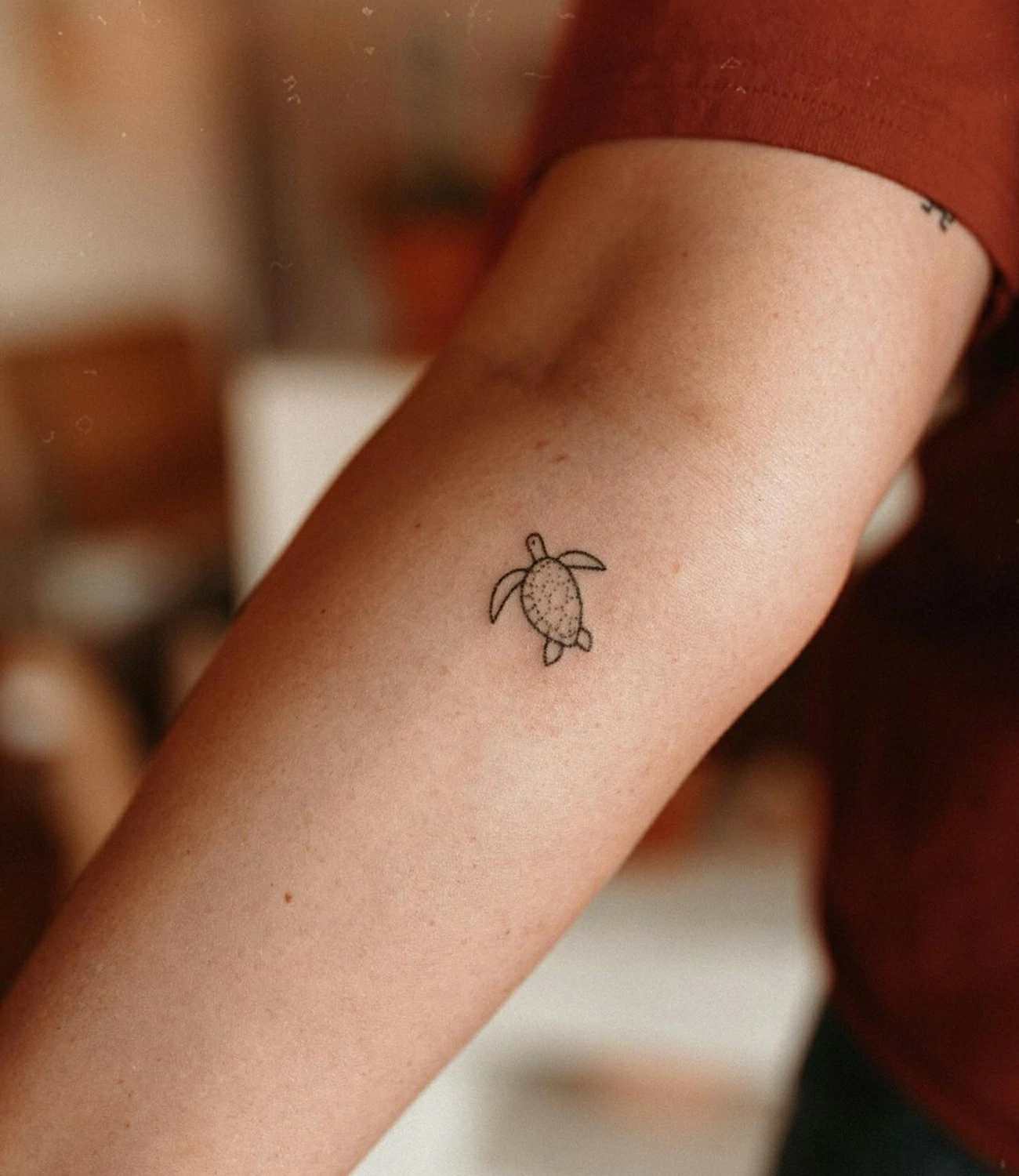 Minimalist Tiny Turtle Tattoo