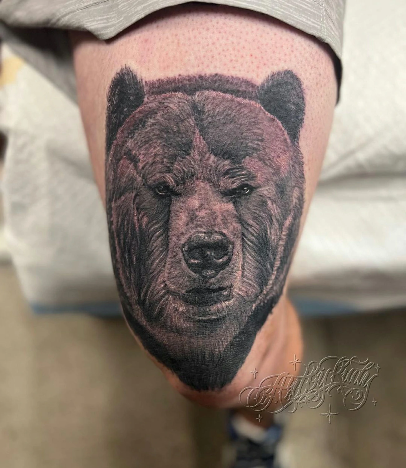 Bear Knee Tattoo