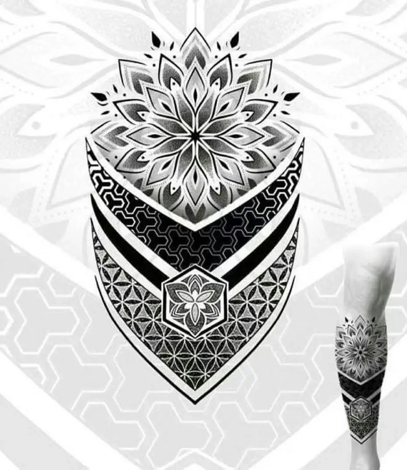 Pattern Geometric Tattoo Stencil: Pattern geometric tattoo stencils provide precise outlines for creating symmetrical and intricate geometric designs.
