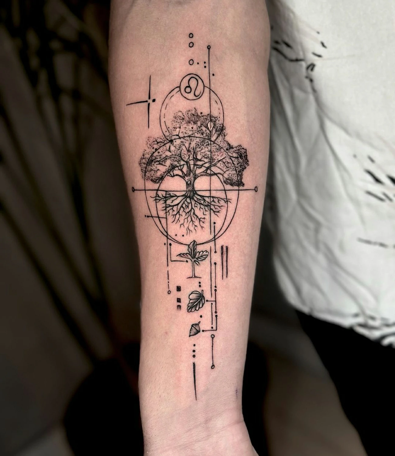 geometric tree tattoo