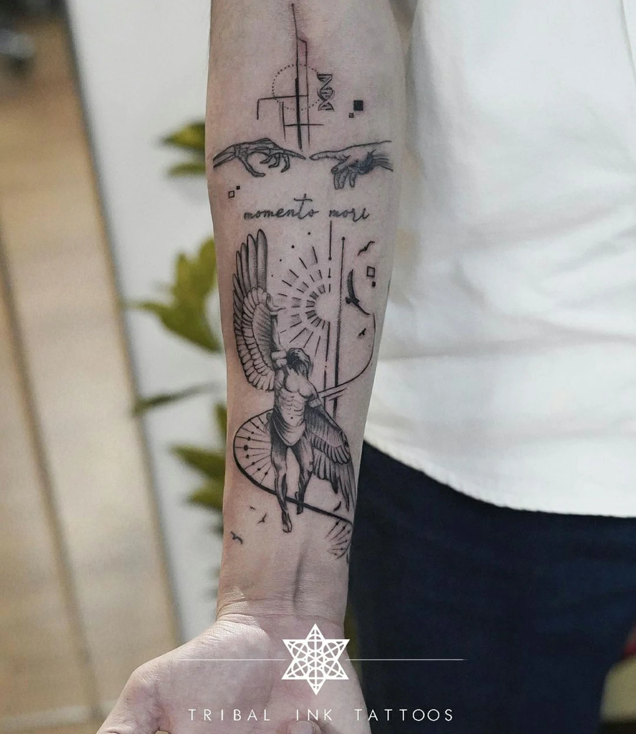 Geometric Tattoos for Guys: Geometric tattoos for guys typically include bold and structured designs, emphasizing strength and precision.