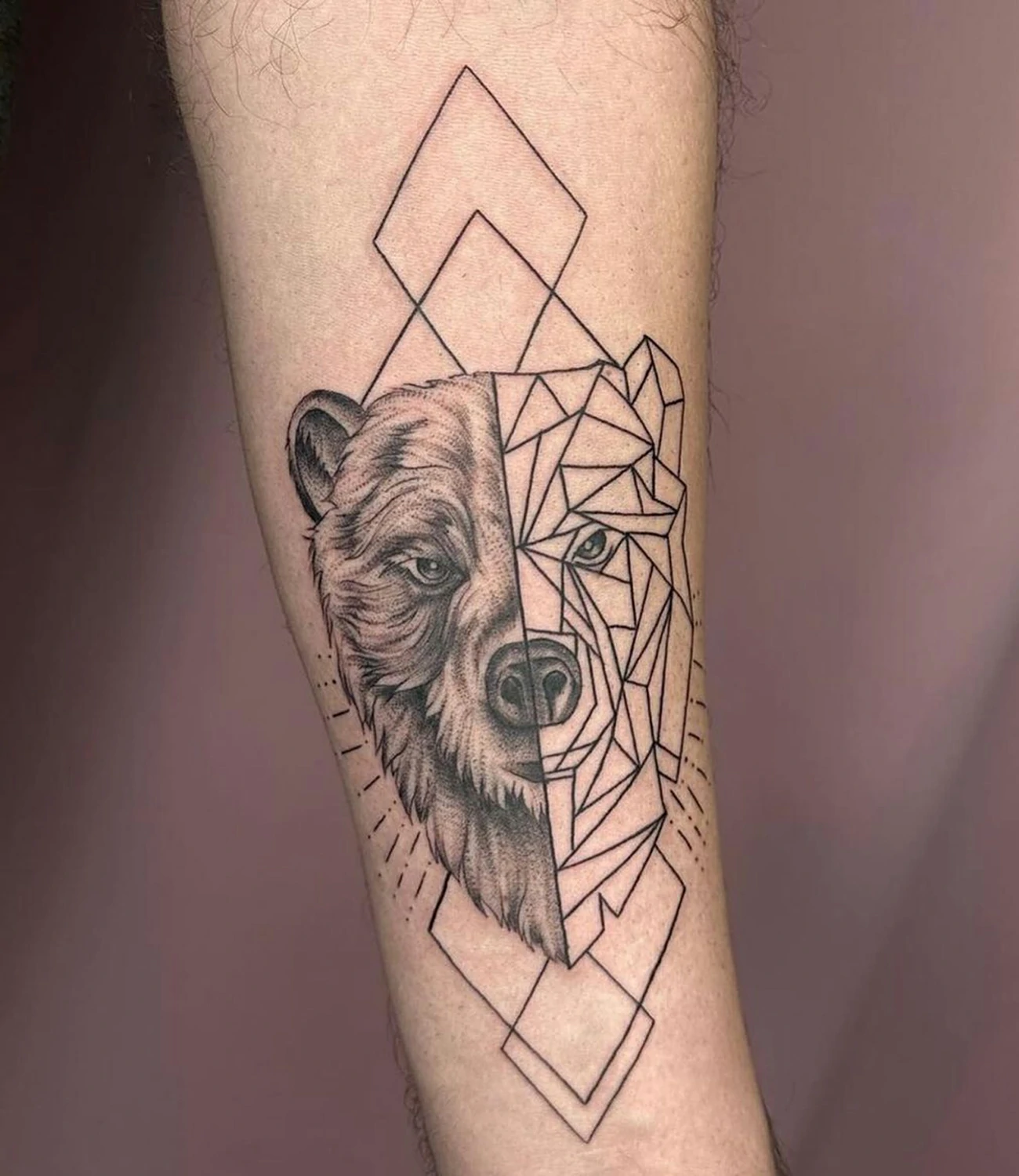 geometric tattoo bear
