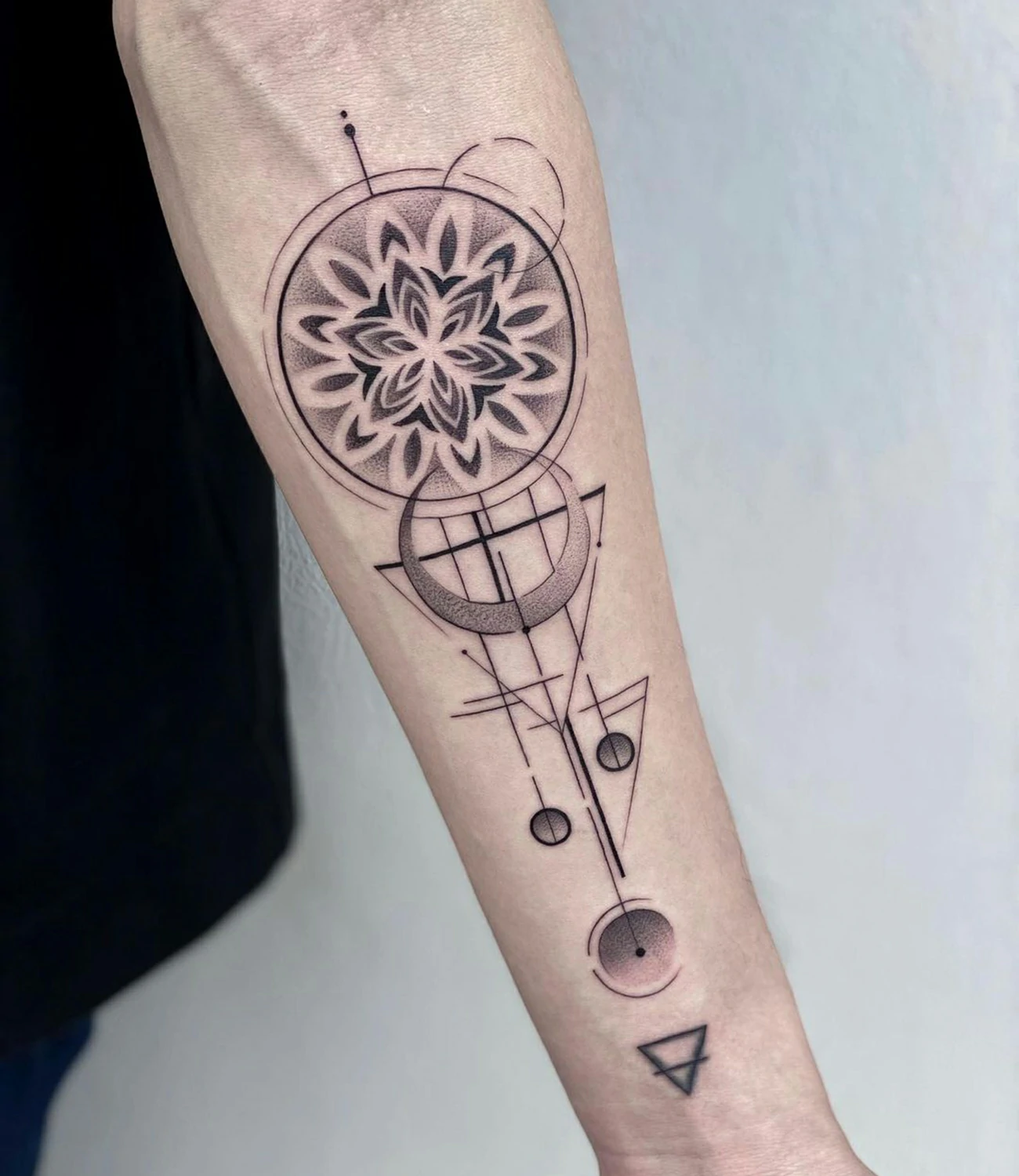 moon geometric tattoo