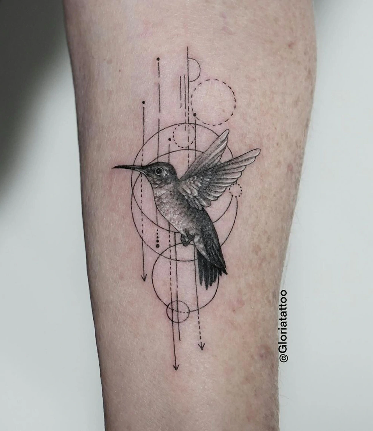 geometric hummingbird tattoo
