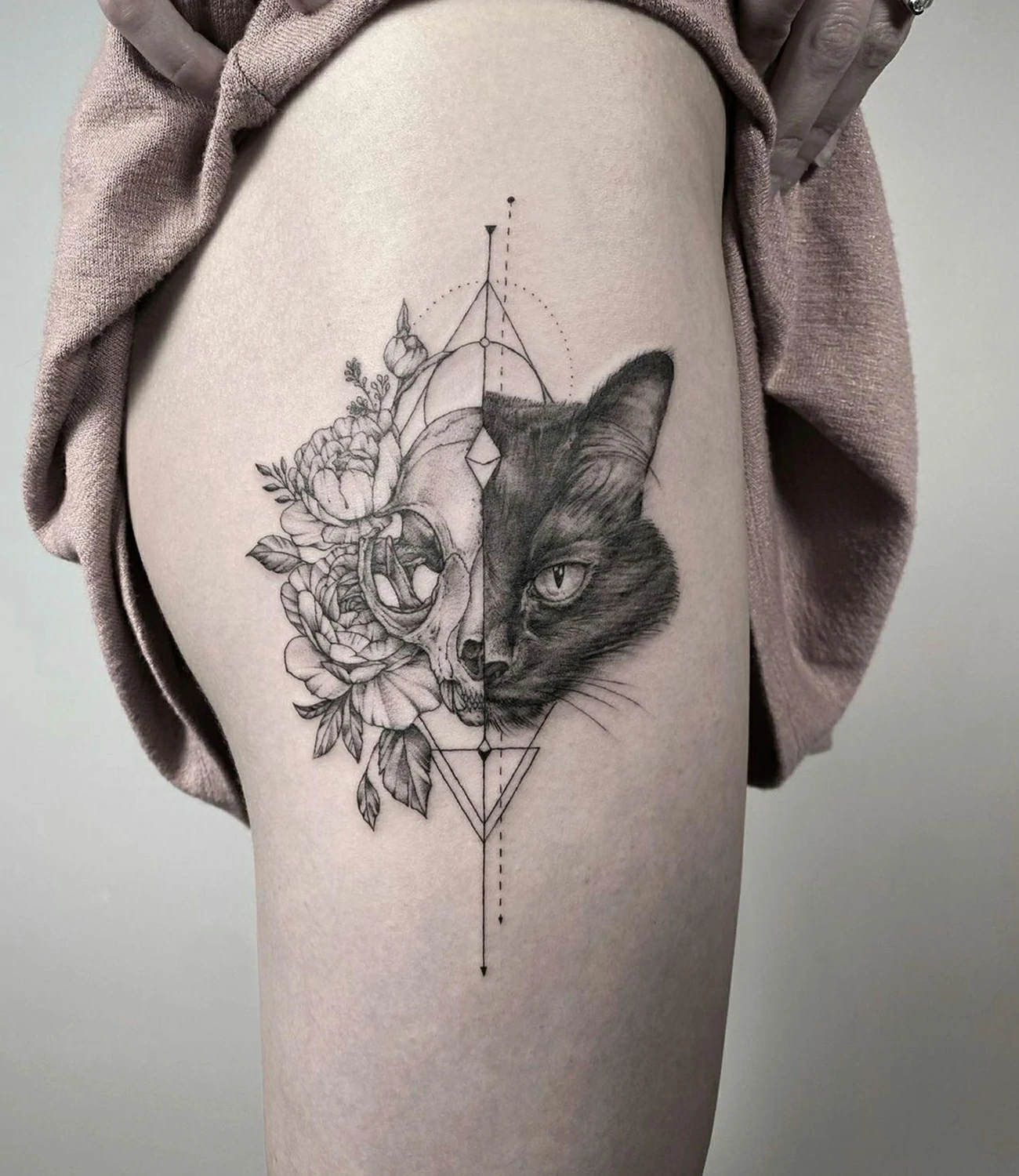 cat geometric tattoo