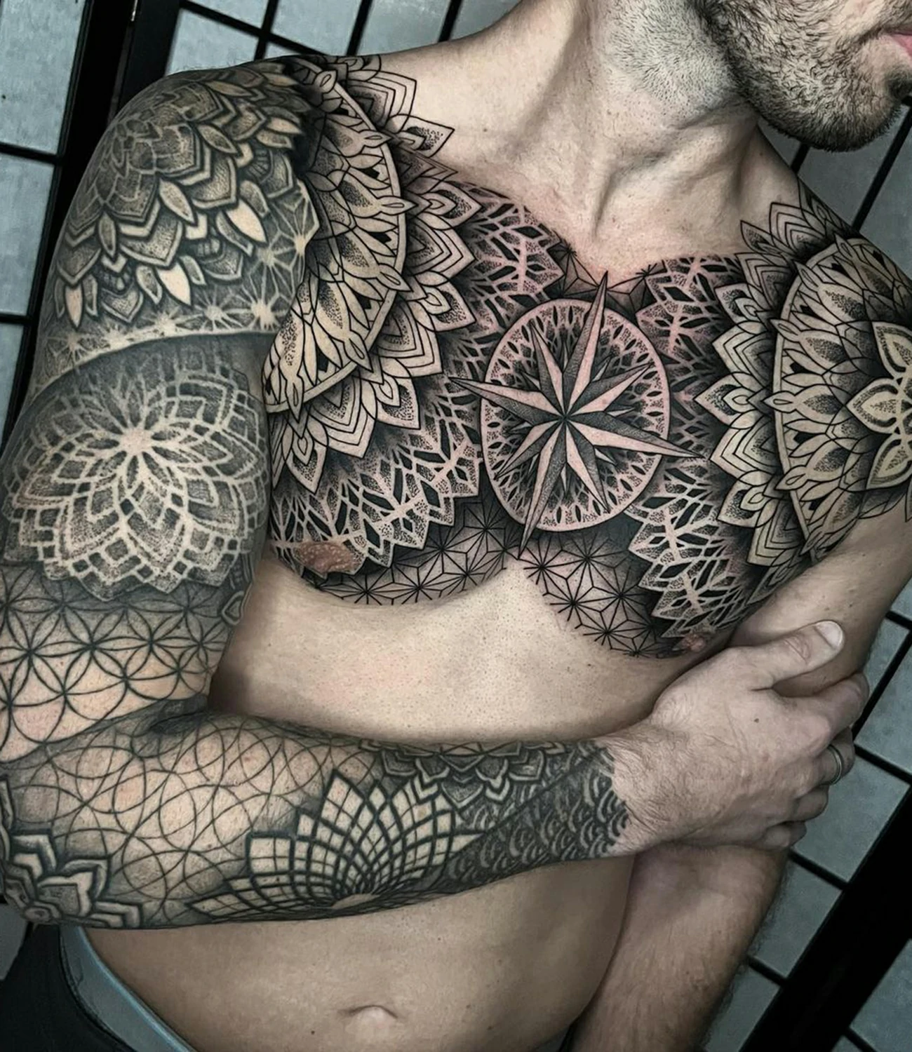 geometric tattoos chest
