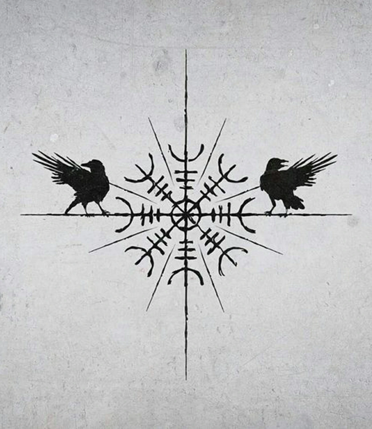 Simple norse raven tattoo: A minimalist design inspired by Norse raven symbols.