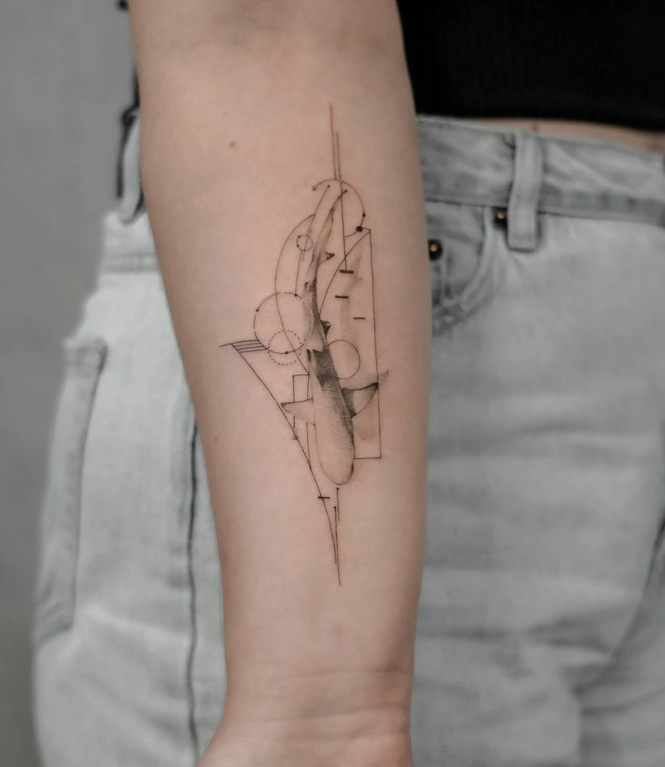 geometric shark tattoo
