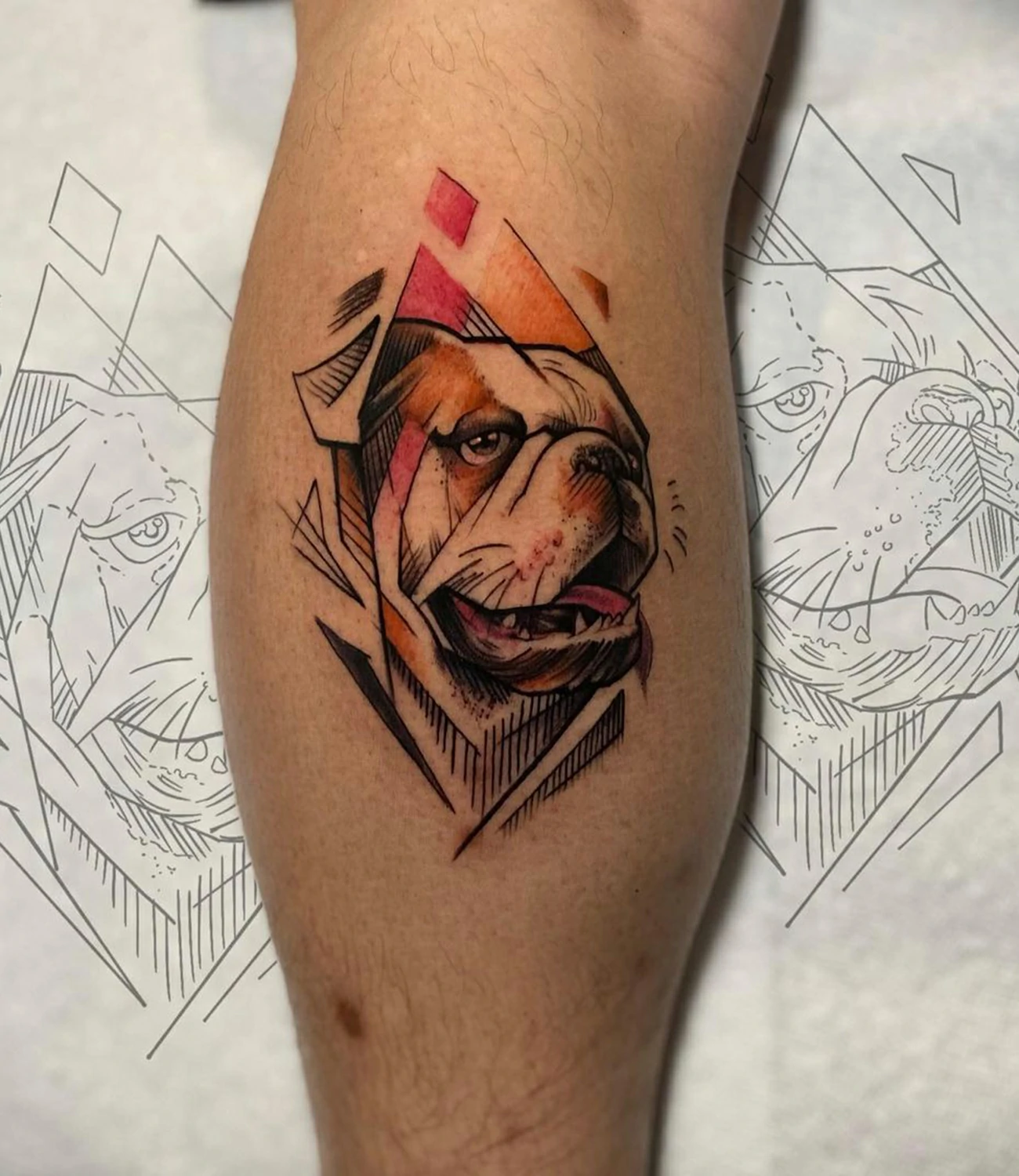 geometric dog tattoos
