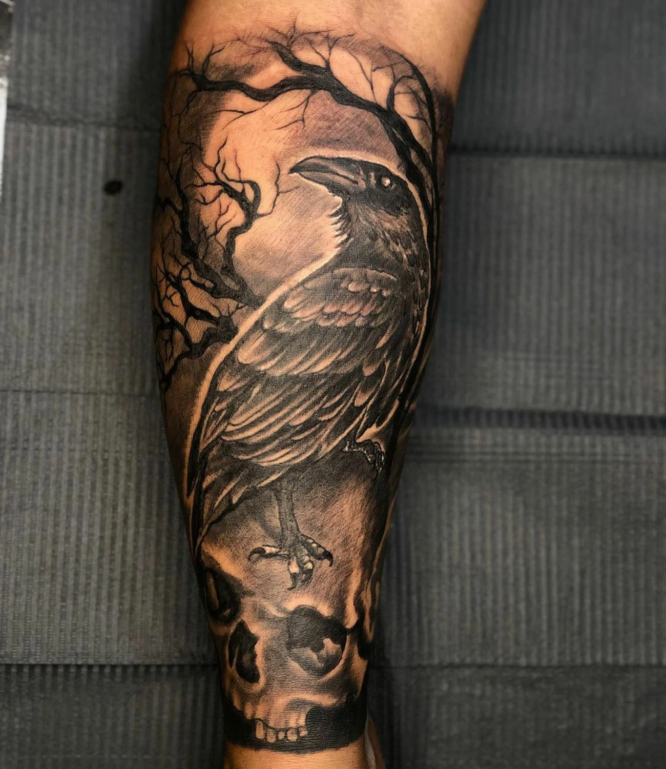 Crow Forearm Tattoo