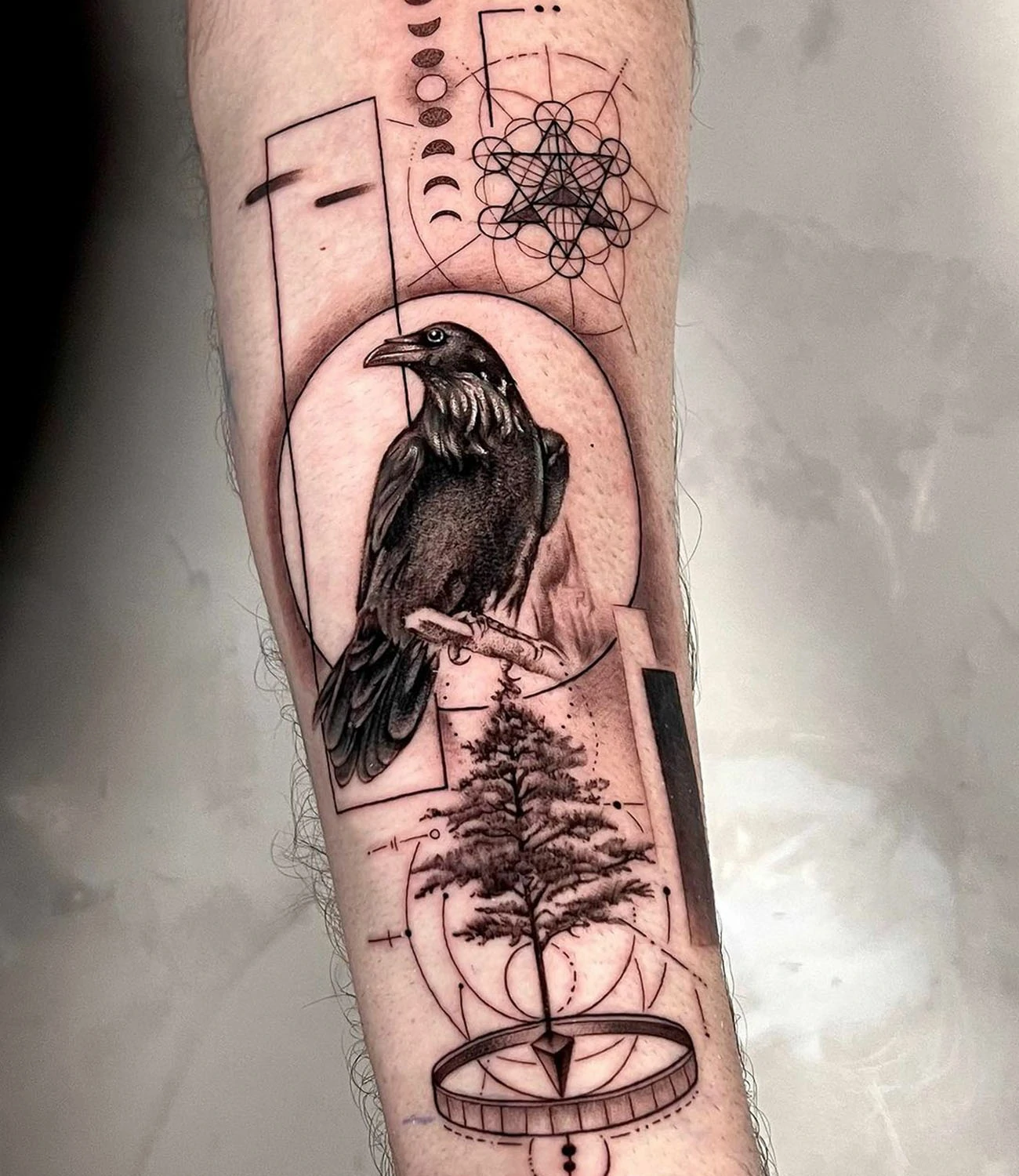 Forearm Crow Tattoo