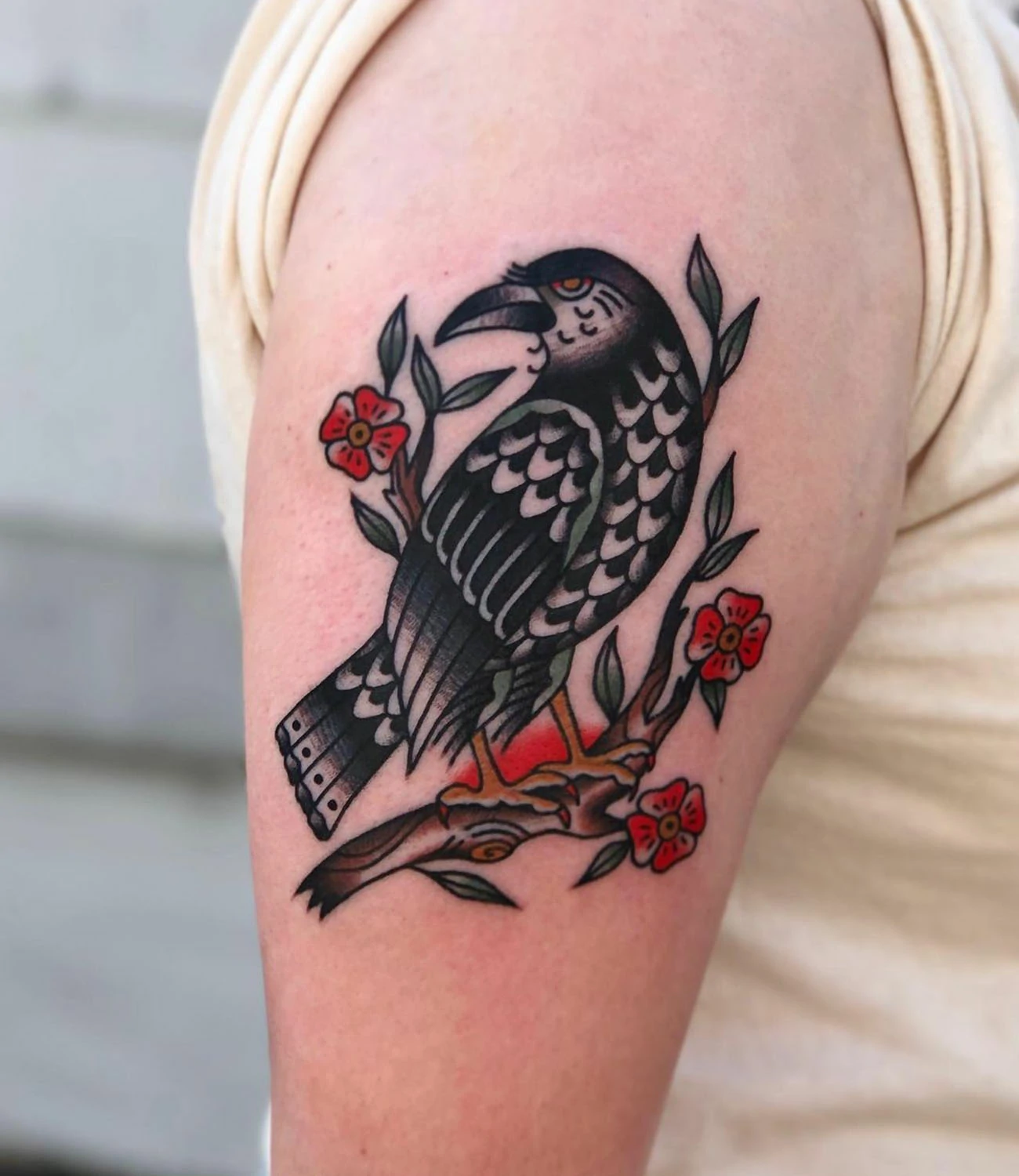 Traditional Crow Tattoo